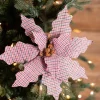 22” Check Poinsettia Stem - Red/Natural