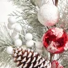 30" Christmas Ball Berry Cedar Spray- Red & White