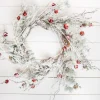 24” Christmas Flocked Pine Wreath with Jingle Bells