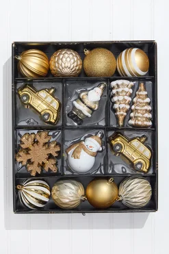 Christmas Shatterproof 25 Piece Assortment - Gold, White