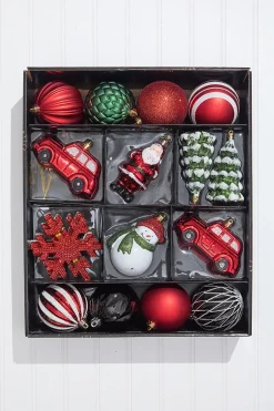 Christmas Shatterproof 25 Piece Assortment - Red, Green, White