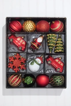Christmas Shatterproof 25 Piece Assortment - Red, Green, Gold