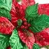 22" Classic Christmas Velvet Poinsettia Stem