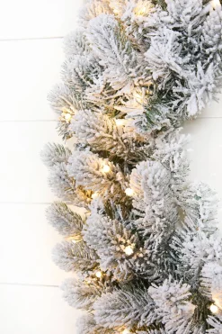 36" Classic Flocked Wreath With Warm White LED Lights