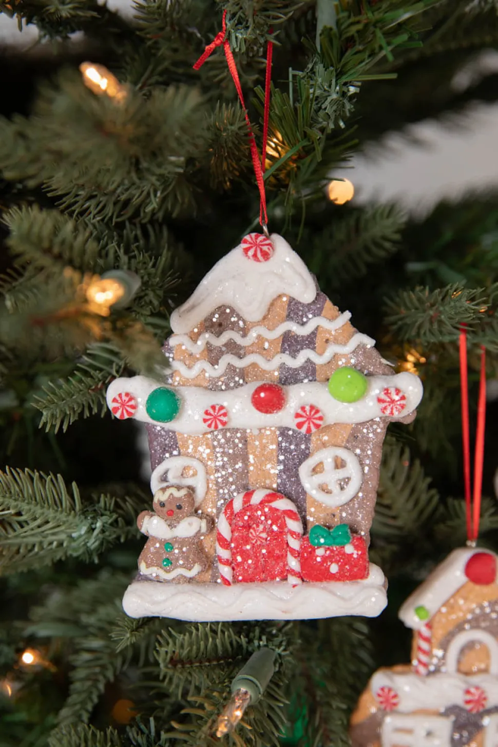 4.5” Clay Dough Holiday Gingerbread House Ornament