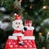 4” Clay Santa on Rooftop Ornament