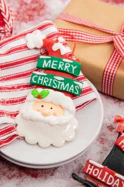 5.75” Clay Santa/Snowman Christmas Ornament