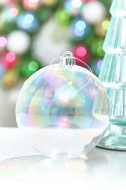 6" Clear Iridescent Ball Ornament