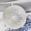 4” Clear White Swirl Iced Ball Ornament