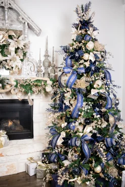 12 CM Blue Chrome Honeycombed Ball Ornament