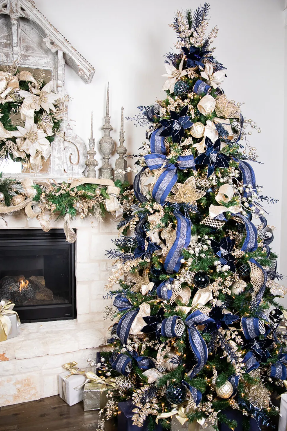 12 CM Blue Chrome Honeycombed Ball Ornament