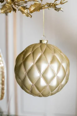 15 CM Champagne Matte Glitter Net Ball Ornament