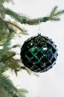 12cm Emerald Honeycomb Christmas Ball Ornament