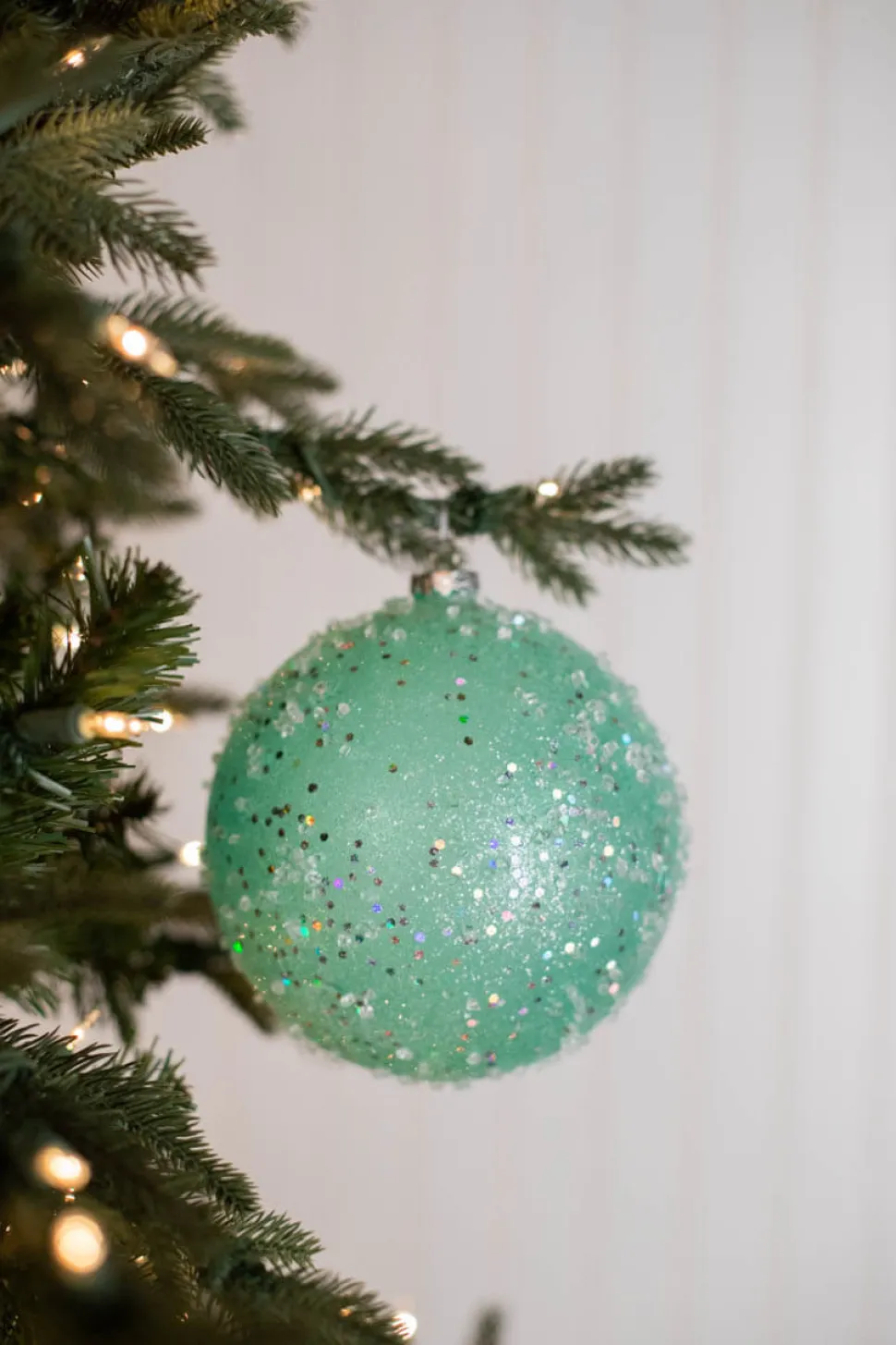 15cm Ice Sugared Gumdrop Ball Ornament Mint Green