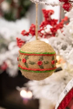 12 cm Natural Jute Ball Christmas Ornament