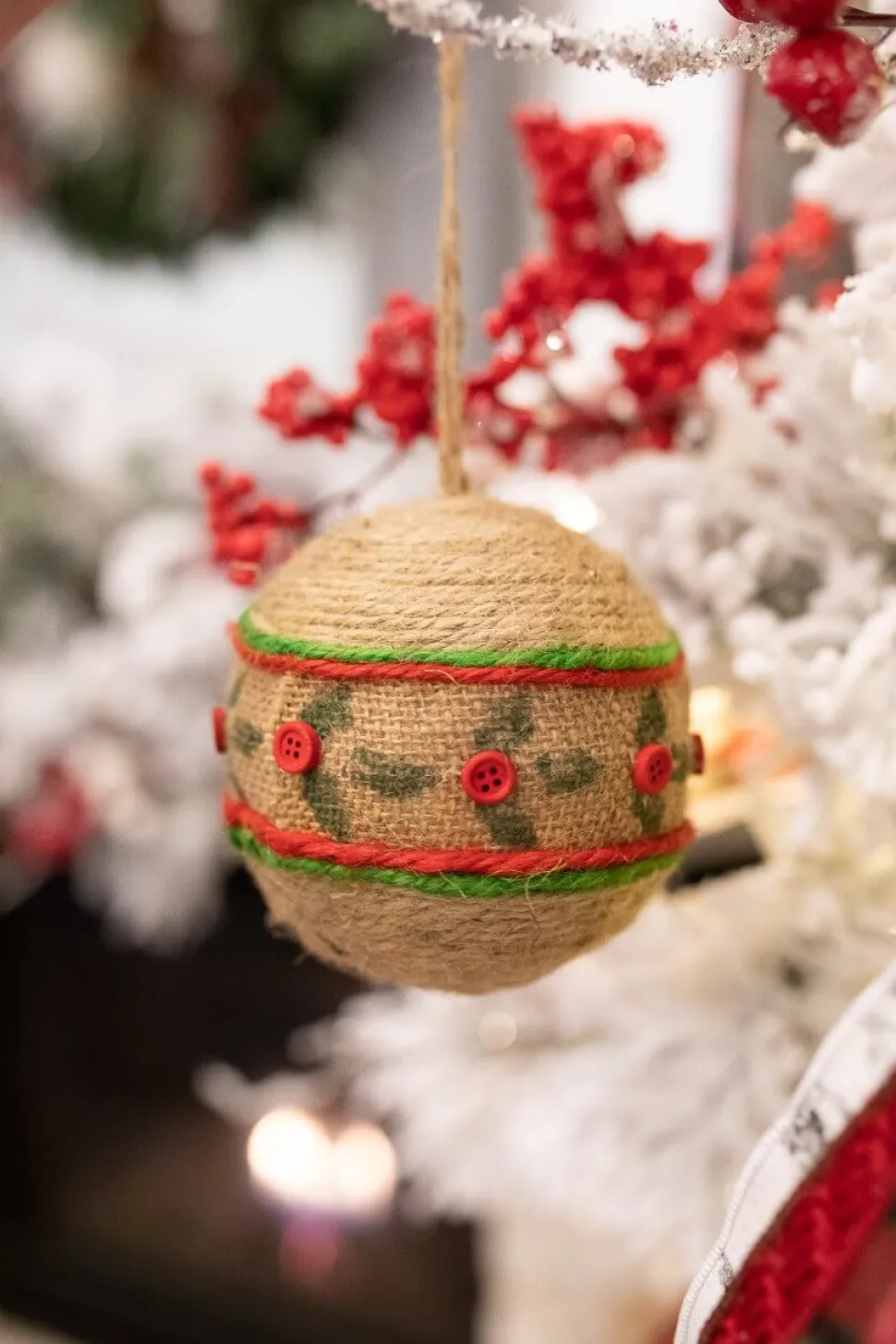 12 cm Natural Jute Ball Christmas Ornament