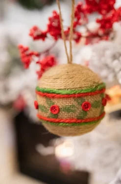 10 Cm Natural Jute Ball Christmas Ornaments