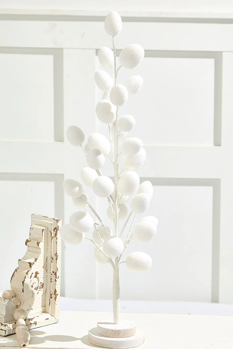 22.5" Colorful Flocked Egg Tree