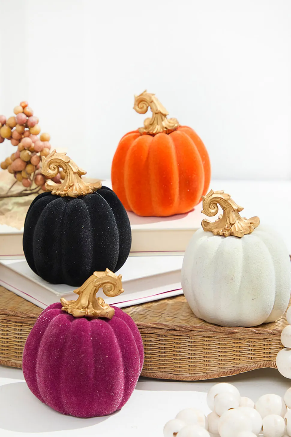 4.1" Colorful Flocked Pumpkin
