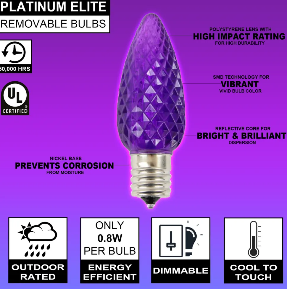C9 Platinum Elite LED SMD Bulb (25 bulbs/bag) - Faceted, Purple
