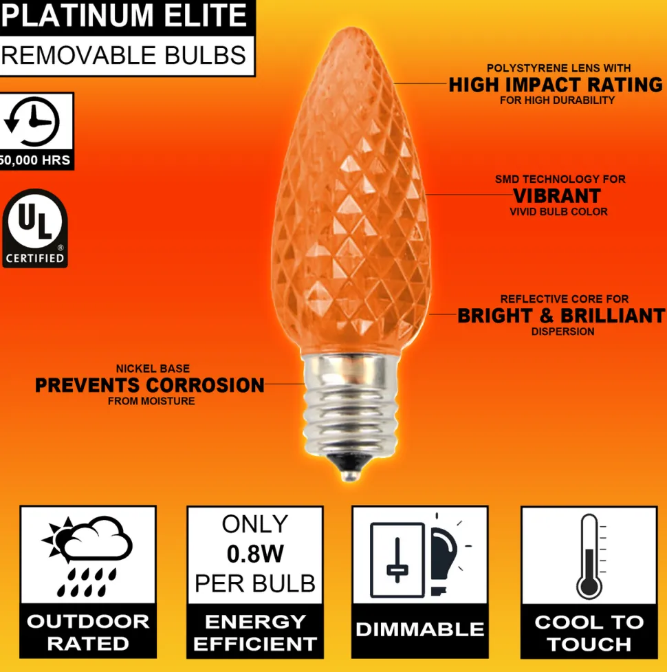 C9 Platinum Elite LED SMD Bulb (25 bulbs/bag) - Faceted, Orange