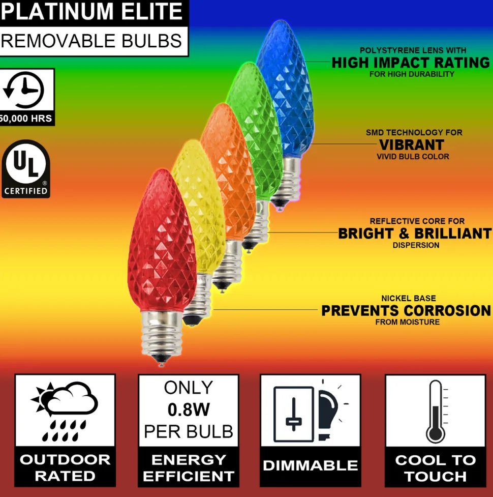 C9 Platinum Elite LED SMD Bulb (25 bulbs/bag) - Faceted, Multi