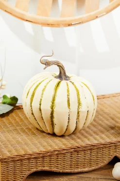6" Cream/Green Harvest Vine Pumpkin
