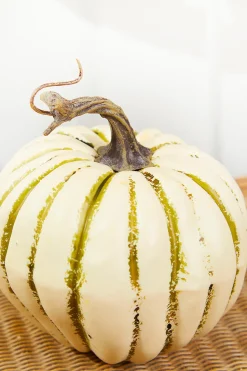 6" Cream/Green Harvest Vine Pumpkin