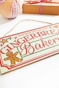 12" Cream Red Green Brown "Gingerbread Bakery" Sign