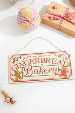 12" Cream Red Green Brown "Gingerbread Bakery" Sign
