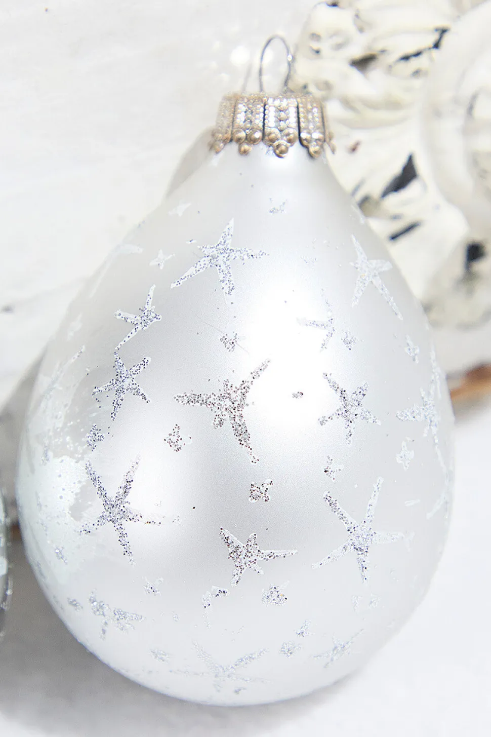 6ct Drop Bright Silver & Silver with Silver Stars