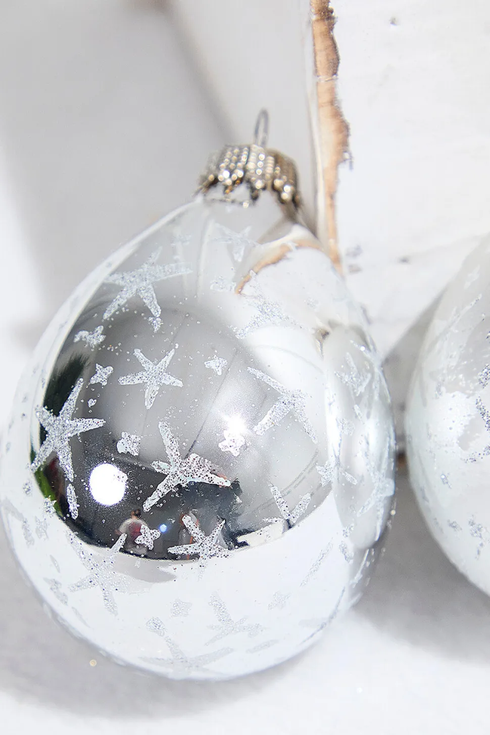 6ct Drop Bright Silver & Silver with Silver Stars