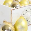 6ct Glass Drop Aztec Gold & Gold Velvet with Silver Snowflakes