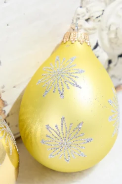 6ct Glass Drop Aztec Gold & Gold Velvet with Silver Snowflakes