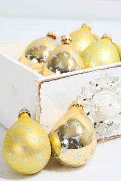 6ct Glass Drop Aztec Gold & Gold Velvet with Silver Stars