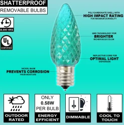 C9 Wonderful LED SMD Bulb (25 bulbs/bag) - Faceted, Teal