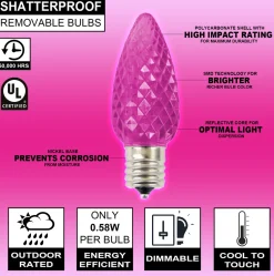 C9 Wonderful LED SMD Bulb (25 bulbs/bag) - Faceted, Pink