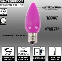C9 Wonderful LED SMD Bulb (25 bulbs/bag) - Frosted, Pink