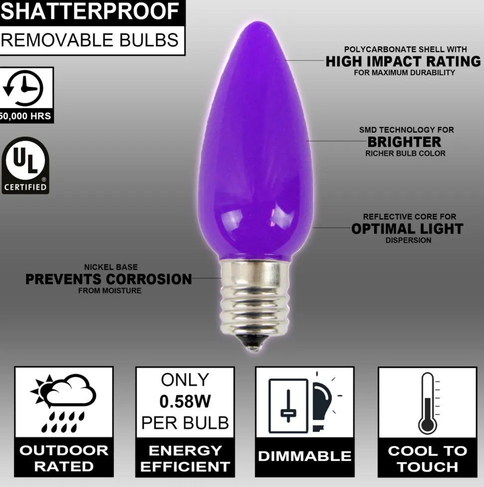 C9 Wonderful LED SMD Bulb (25 bulbs/bag) - Frosted, Purple