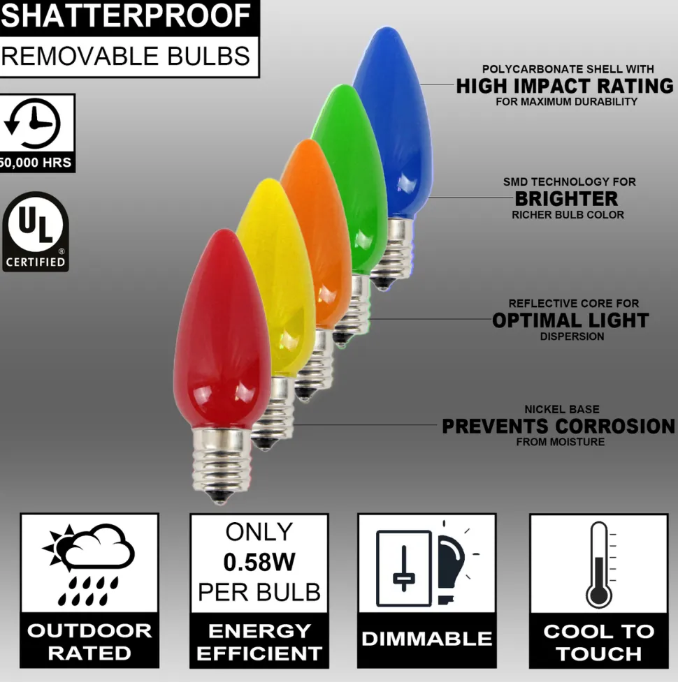 C9 Wonderful LED SMD Bulb (25 bulbs/bag) - Frosted, Multi