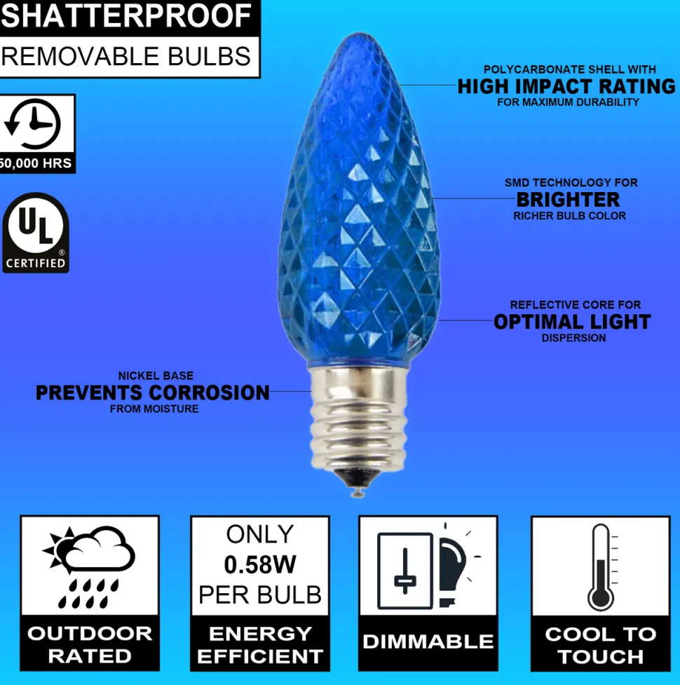 C9 Wonderful LED SMD Bulb (25 bulbs/bag) - Faceted, Blue