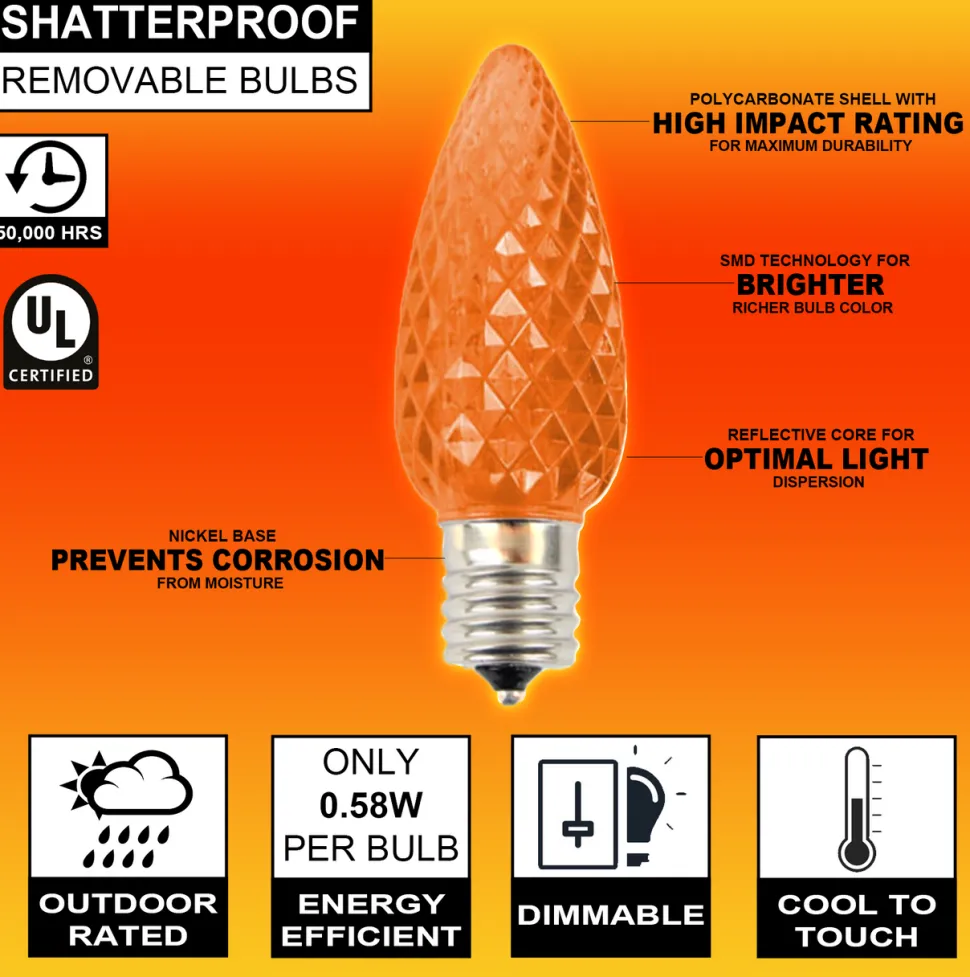 C9 Wonderful LED SMD Bulb (25 bulbs/bag) - Faceted, Orange