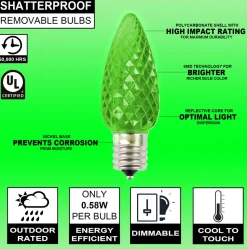 C9 Wonderful LED SMD Bulb (25 bulbs/bag) - Faceted, Green