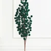 33" Dark Green Flocked Berry Spray