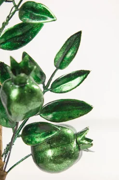26" Dark Green Metallic Pomegranate Stem