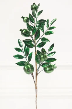 26" Dark Green Metallic Pomegranate Stem