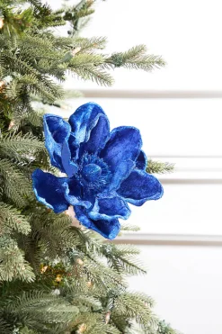 24" Deluxe Velvet Saphire Magnolia Stem