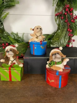 Dog Gift Box Holiday Accent