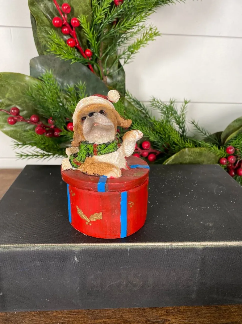 Dog Gift Box Holiday Accent
