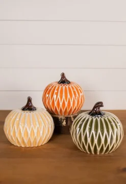 6” Dolomite Harvest Pumpkin Decor